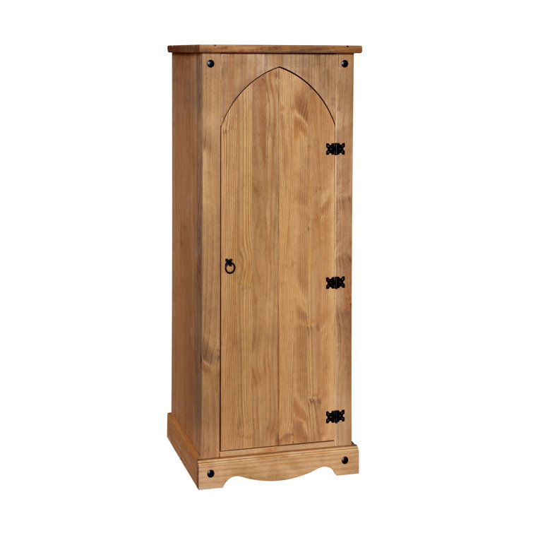 Deaver 1 Door Wardrobe Storage Cupboard Solid Pine Oak Finish Corona Design